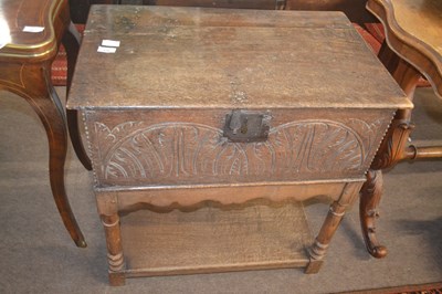 Lot 528 - A 17th Century oak Bible box of hinged...