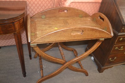 Lot 544 - A Georgian style butlers tray and stand, the...