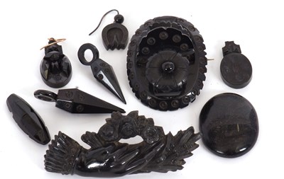 Lot 257 - A quantity of jet jewellery: to include two...