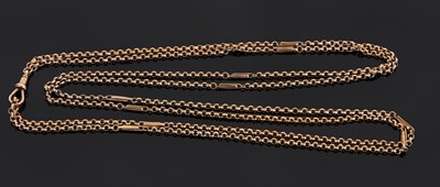 Lot 343 - A 9ct guard chain, with long sections of...