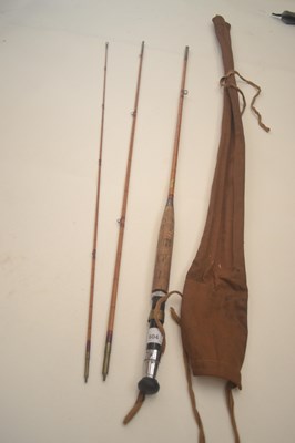 Lot 643 - An Allcocks Sappr three piece cane fly rod...