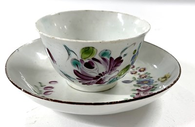 Lot 297 - 18th century bow porcelain tea bowl and saucer...