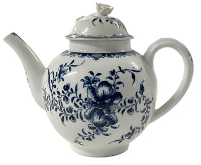 Lot 298 - Lowestoft teapot and cover circa 1770, label...