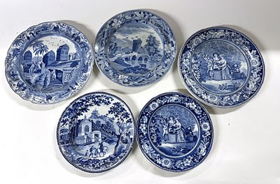 Lot 319 - Group of 19th century blue printed wares...