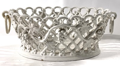 Lot 327 - Large Italian pottery pierced basket with...