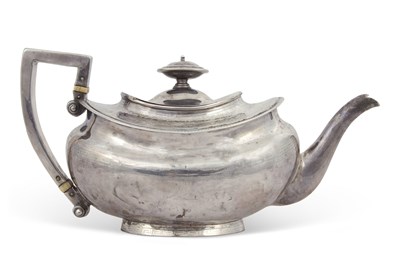 Lot 262 - A George III silver teapot of oval form with...