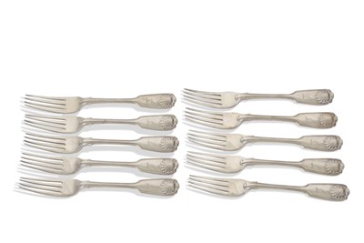 Lot 323 - Ten late Victorian silver table forks in...