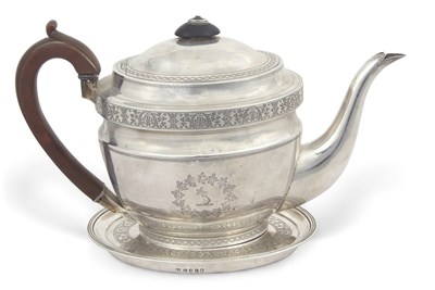 Lot 329 - A George III silver teapot and stand, the...