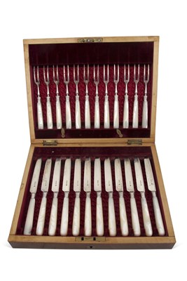 Lot 283 - A cased set of twelve pairs of Victorian...