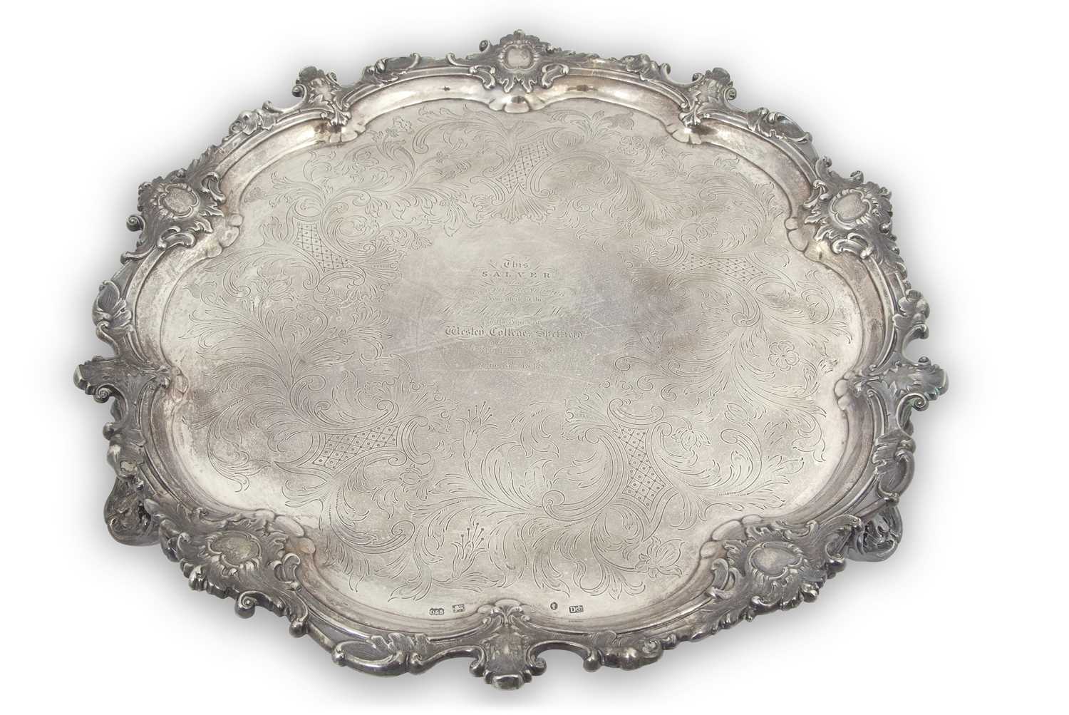 Lot 288 - A large Victorian silver salver of shaped...