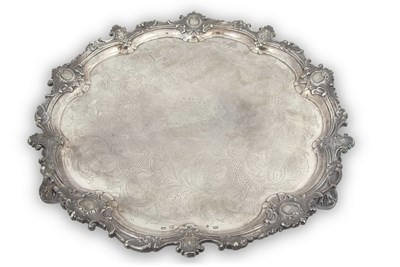 Lot 288 - A large Victorian silver salver of shaped...