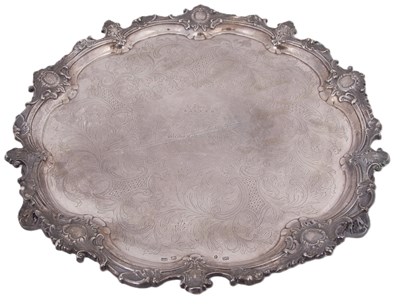 Lot 288 - A large Victorian silver salver of shaped...