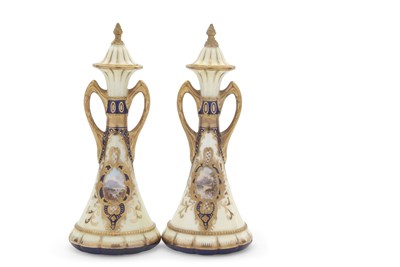 Lot 12 - A fine pair of Wedgewood vases of tapered form...