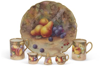 Lot 28 - A Royal Worcester fruit plate decorated with...