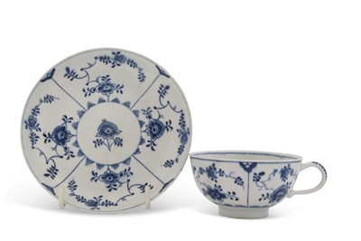 Lot 177 - A rare Lowestoft cup and saucer decorated in...