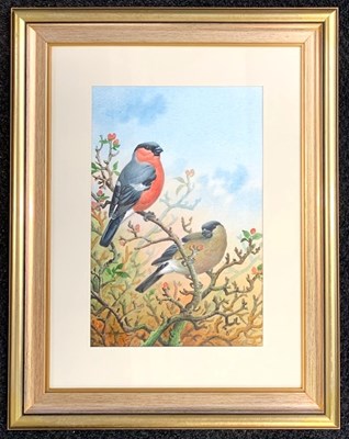 Lot 5 - Carl Donner (b.1957), Finches rest on branch,...