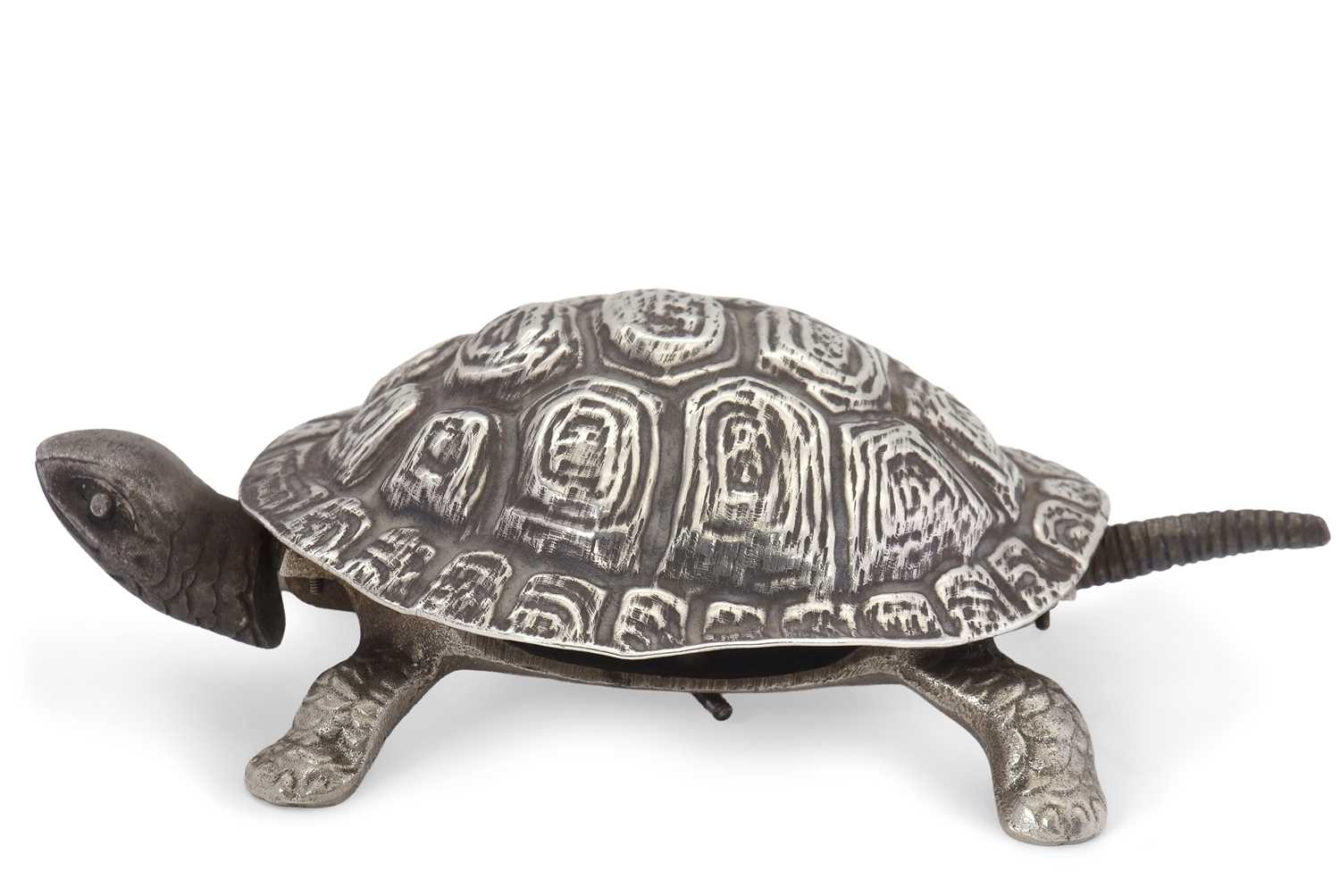 Lot 291 - A George V silver and steel "Tortoise" table...