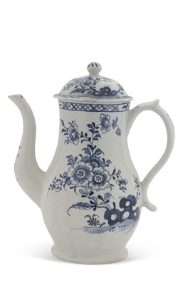 Lot 181 - A Lowestoft porcelain coffee pot and cover,...