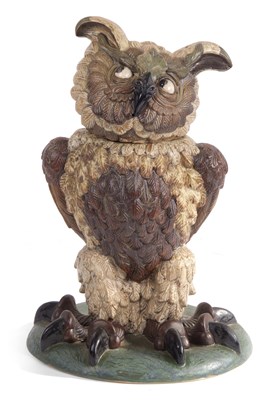Lot 194 - A Burslem pottery grotesque owl jar and cover "...