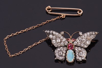 Lot 336 - A late Victorian butterfly brooch, with old...