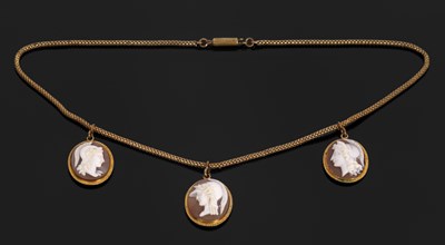 Lot 151 - A late 19th century cameo necklace, set with...