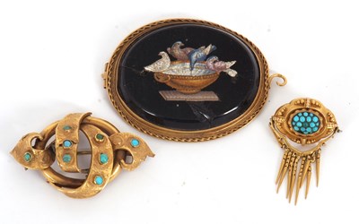 Lot 189 - Three brooches: to include a turquoise...