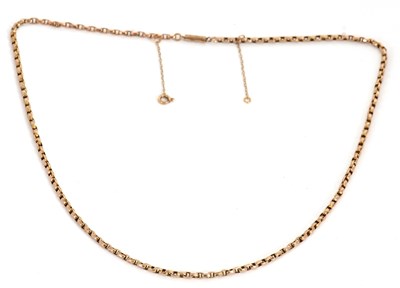 Lot 204 - A gold chain, with barrel clasp and safety...