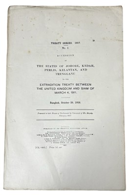 Lot 916 - BANGKOK - MALAY. Treaty Series 1917. No. 3....