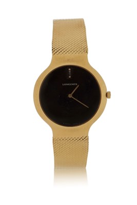 Lot 327 - A high grade yellow metal Longines wristwatch,...