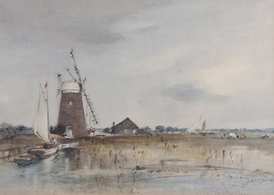 Lot 589 - Arthur E. Davies (1893-1989), "Horsey Mill &...