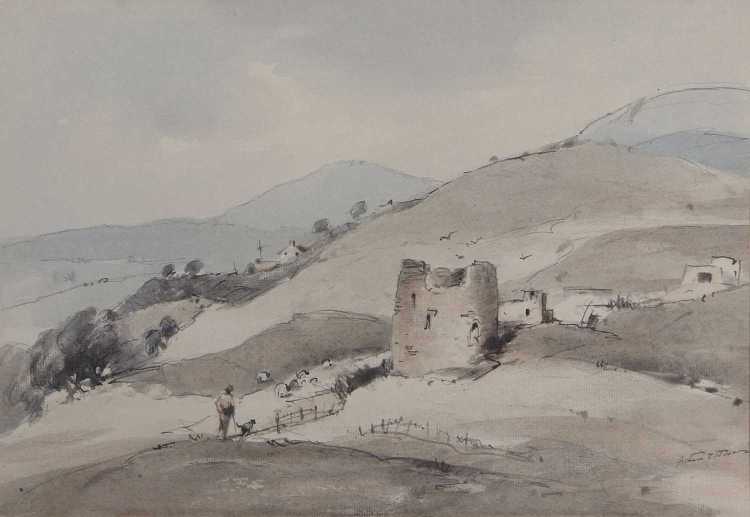 Lot 582 - Arthur E. Davies (1893-1989), Rural landscape...