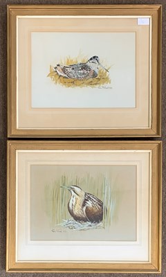 Lot 75 - Rex Flood (20th century), Snipe and Bittern,...