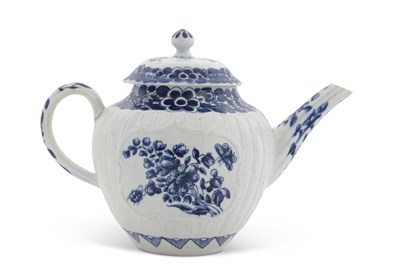 Lot 66 - A Bow porcelain strap fluted teapot and cover...