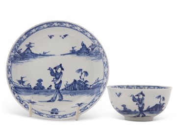 Lot 68 - A Vauxhall teabowl and saucer painted with a...