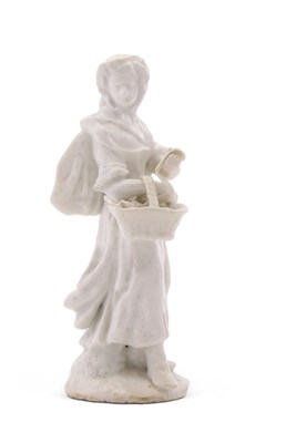 Lot 73 - A rare early Bow white figure of a peasant...