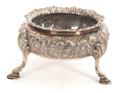 Lot 11 - A Victorian silver cauldron salt having an...