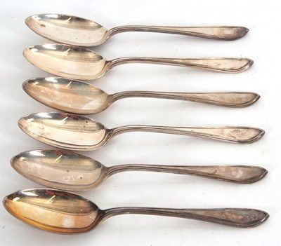 Lot 19 - A set of six George V silver tablespoons,...