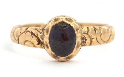 Lot 71 - A 19th century 18ct mourning ring, with oval...