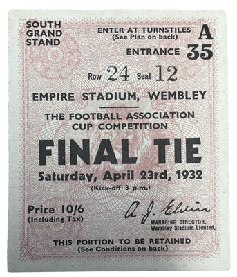 Lot 267 - 1932 F.A. Cup Final ticket, Arsenal v...