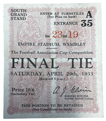 Lot 265 - 1933 F.A. Cup Final ticket,Everton v...