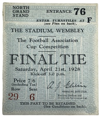 Lot 269 - 1928 F.A. Cup Final ticket, Blackburn Rovers v...