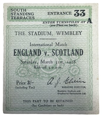 Lot 264 - 1928 International ticket, England v Scotland....
