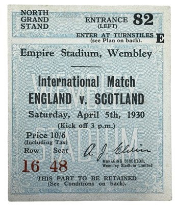 Lot 262 - 1930 International ticket, England v Scotland....