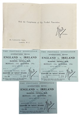 Lot 271 - 1932 Complimentary International tickets x3,...