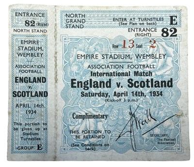 Lot 261 - 1934 International ticket and in-tact stub,...