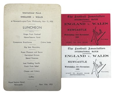Lot 260 - 1933 International, England v Wales matchday...