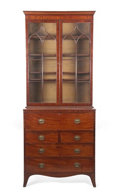 Lot 381 - A George III mahogany secretaire bookcase...