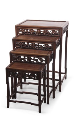 Lot 475 - A nest of early 20th Century Chinese hardwood...