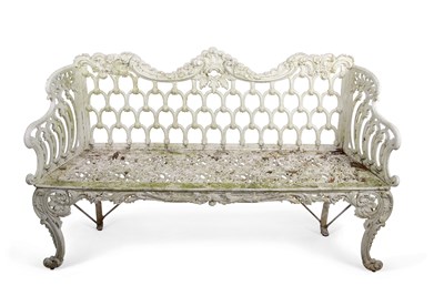 Lot 370 - A large Victorian cast iron garden bench of...