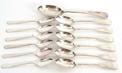 Lot 35 - Mixed Lot: A set of six Victorian fiddle...